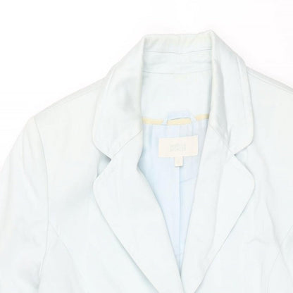 Marks and Womens Blue Trench Coat Coat Size 12 Button