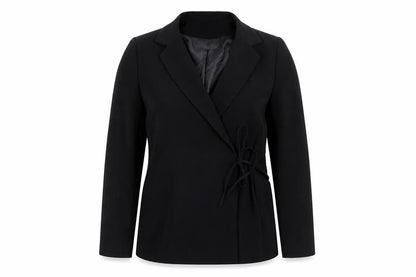 Katy Baker Womens Black Jacket Blazer Size 12 Tie