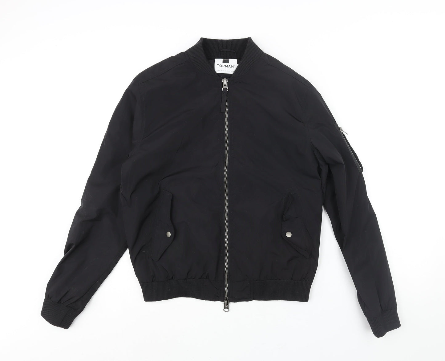 Mens UK Size M Topman Black Bomber Jacket