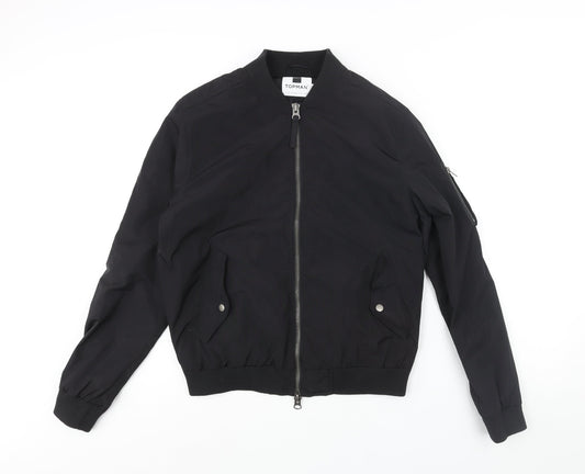 Mens UK Size M Topman Black Bomber Jacket
