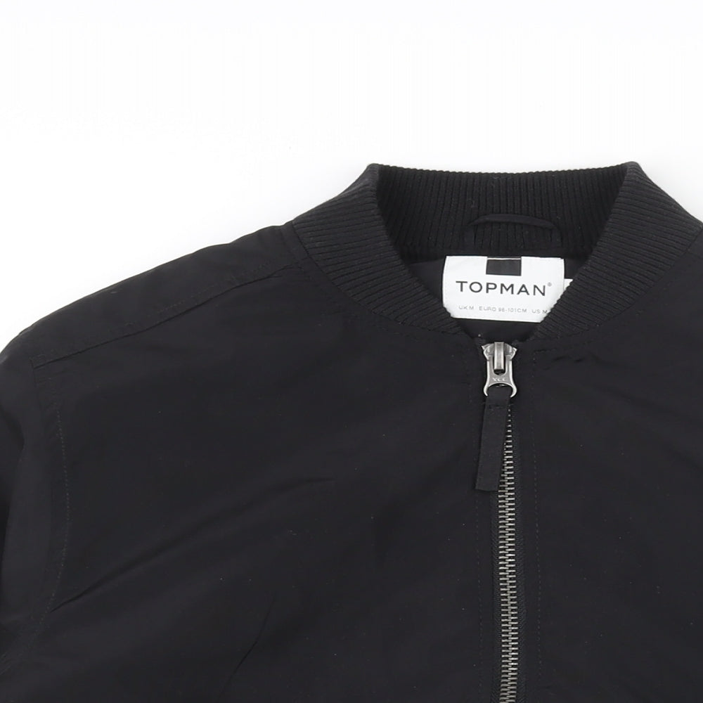 Mens UK Size M Topman Black Bomber Jacket