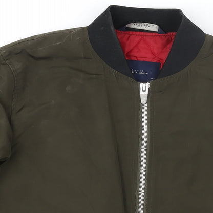 Zara Mens Green Bomber Jacket Jacket Size M Zip