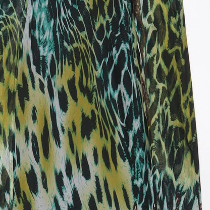 PRETTYLITTLETHING Womens Multicoloured Animal Print Polyester A-Line Size 10 Halter Zip