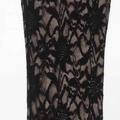 Lipsy Womens Black Nylon Bodycon Size 10 Round Neck Button