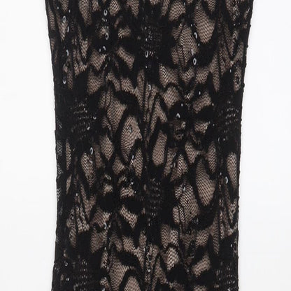 Lipsy Womens Black Nylon Bodycon Size 10 Round Neck Button