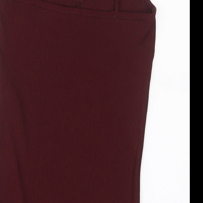 New Look Womens Red Polyester Bodysuit One-Piece Size 10 Snap