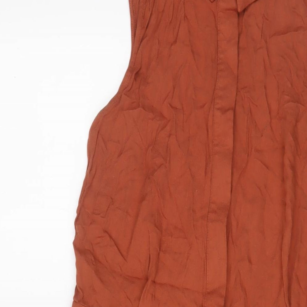 Topshop Womens Brown Viscose A-Line Size 14 Halter Button