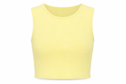 edge Womens Yellow Polyester Cropped Tank Size 8 Crew Neck
