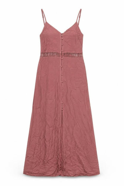 H&M Womens Pink Viscose A-Line Size 8 V-Neck Button - Embroidered