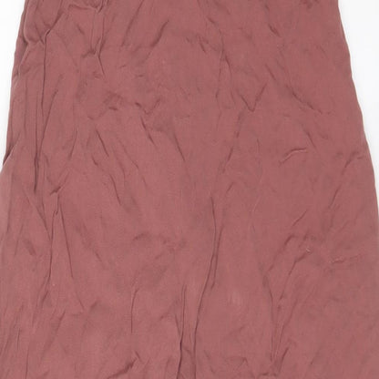 H&M Womens Pink Viscose A-Line Size 8 V-Neck Button - Embroidered