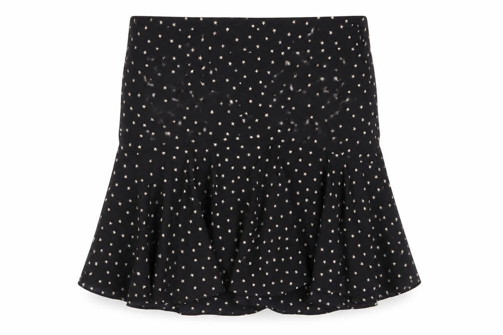 Topshop Womens Black Geometric Polyester A-Line Skirt Size 12 Zip - Star Pattern