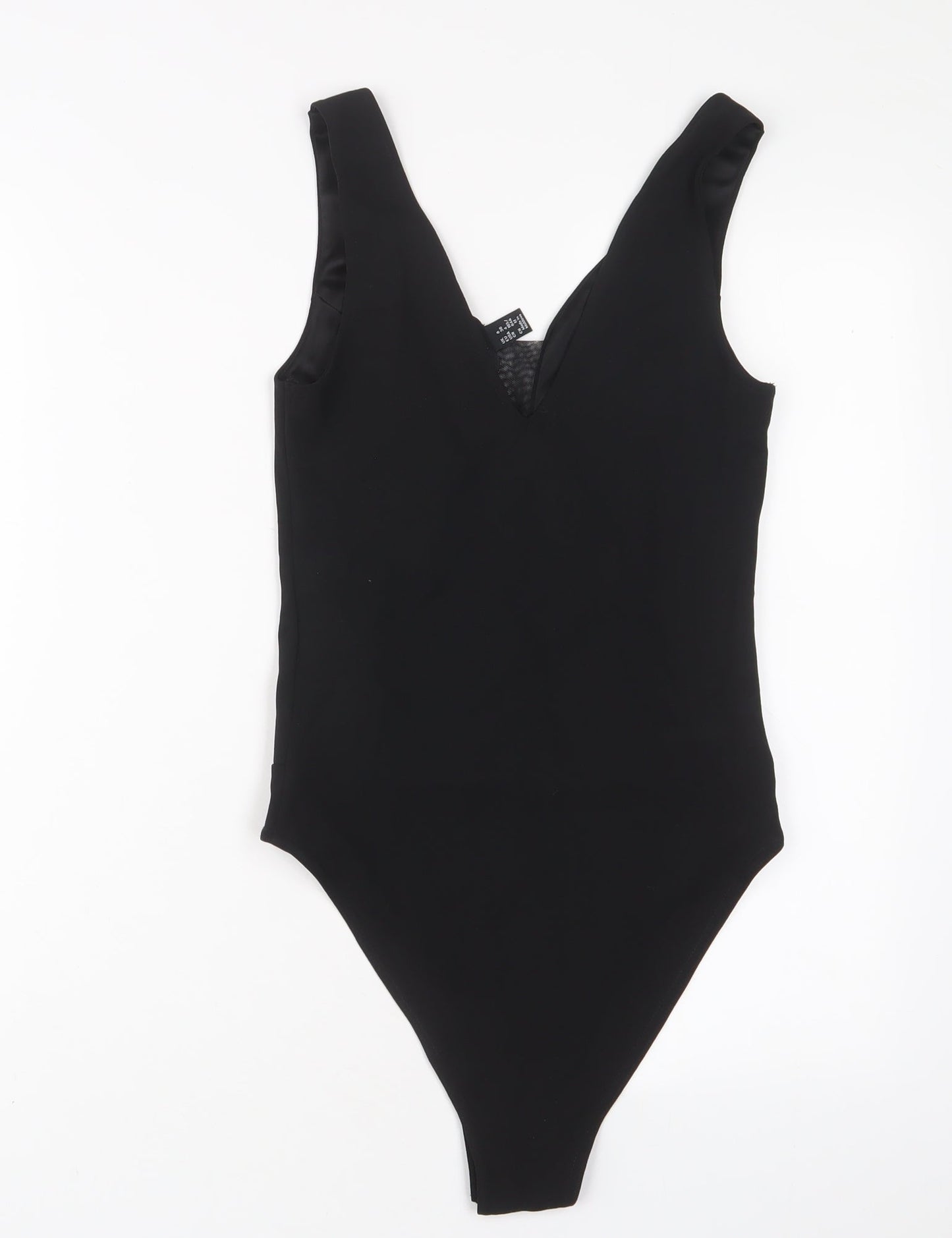 New Look Womens Black Polyester Bodysuit One-Piece Size 8 Snap