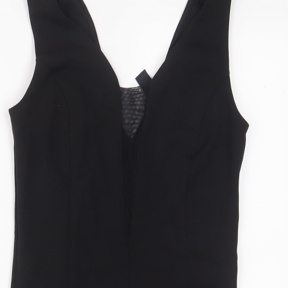 New Look Womens Black Polyester Bodysuit One-Piece Size 8 Snap