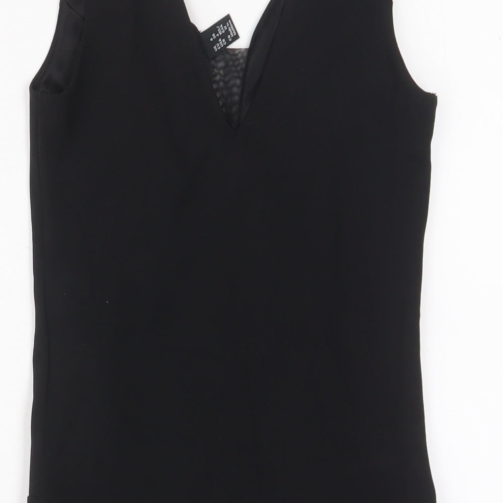 New Look Womens Black Polyester Bodysuit One-Piece Size 8 Snap