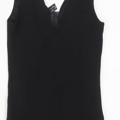 New Look Womens Black Polyester Bodysuit One-Piece Size 8 Snap