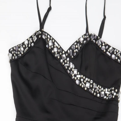 Lipsy Womens Black Polyester Bodycon Size 10 V-Neck Zip - Jewels