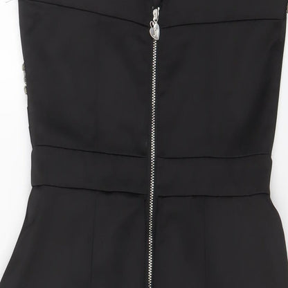 Lipsy Womens Black Polyester Bodycon Size 10 V-Neck Zip - Jewels