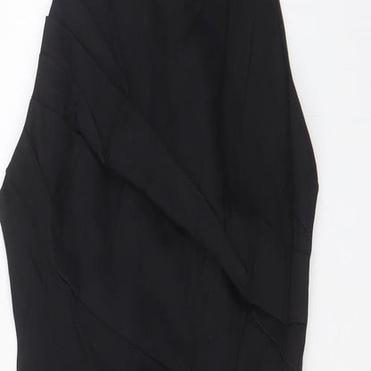 Zara Womens Black Cotton A-Line Size M Square Neck Zip - Crossback, Pleated