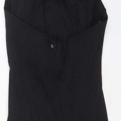 Zara Womens Black Cotton A-Line Size M Square Neck Zip - Crossback, Pleated