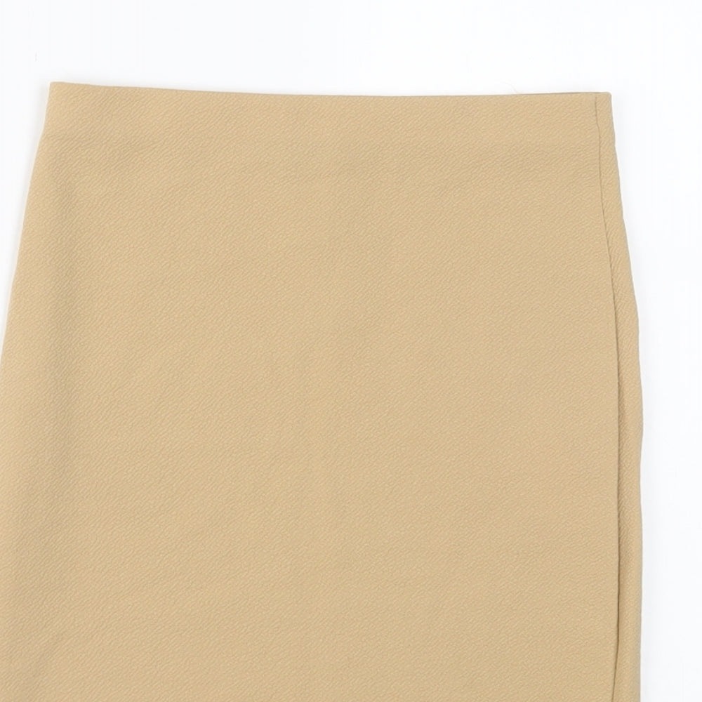 PRETTYLITTLETHING Womens Beige Polyester Bandage Skirt Size 4