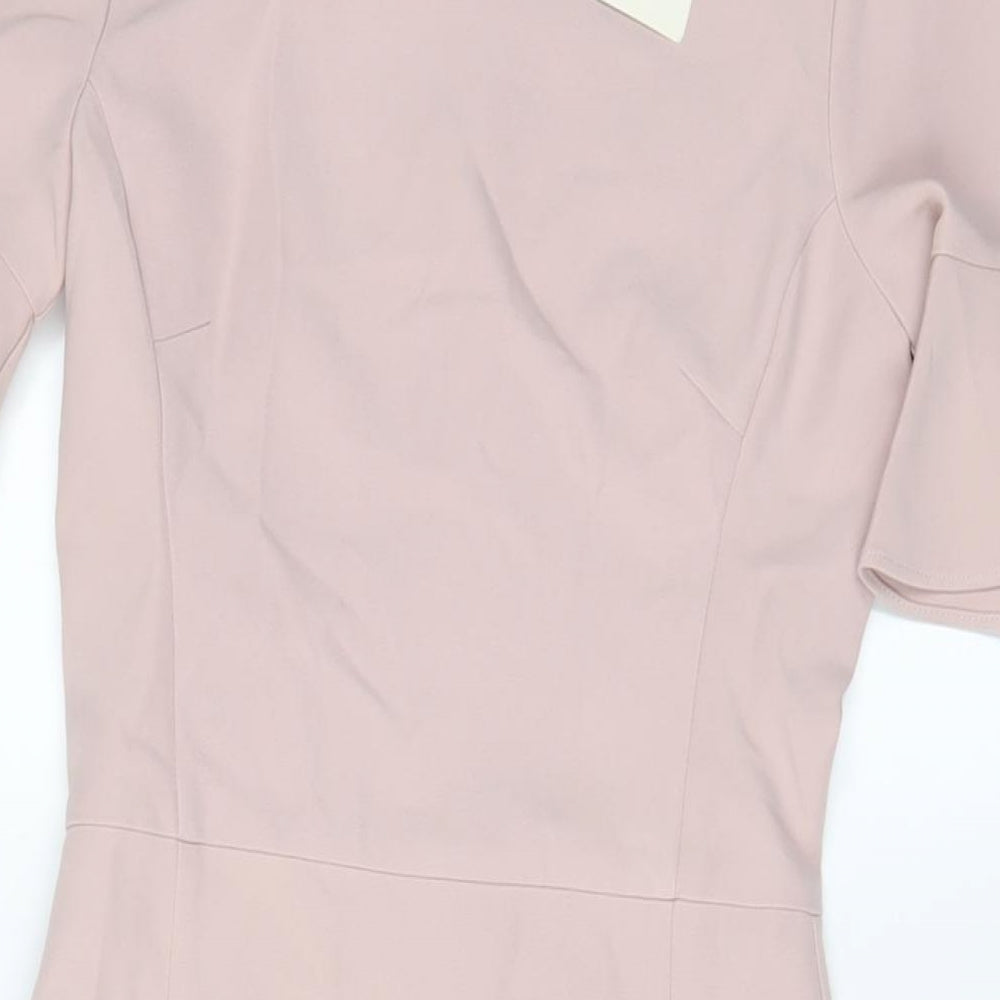 Love Bonito Womens Pink Polyester Bodycon Size 6 Crew Neck Zip