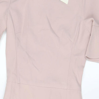 Love Bonito Womens Pink Polyester Bodycon Size 6 Crew Neck Zip