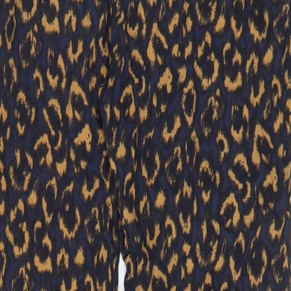 River Island Womens Blue Animal Print Viscose Trousers Size 14 L26 in Regular