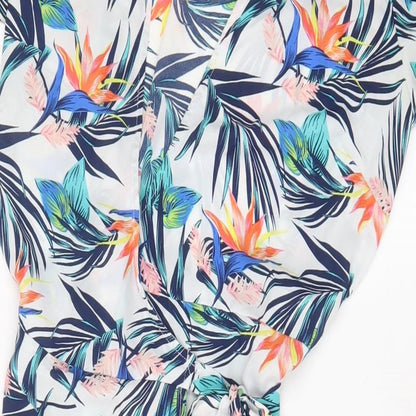 Time and Thru Womens Multicoloured Geometric Polyester Wrap Dress Size 4 V-Neck Tie - 4/6