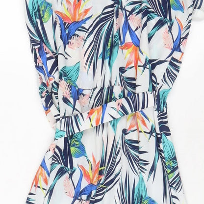 Time and Thru Womens Multicoloured Geometric Polyester Wrap Dress Size 4 V-Neck Tie - 4/6