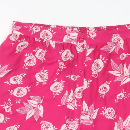 Elizabeth Scott Womens Pink Geometric Polyester A-Line Skirt Size S Button - S/M