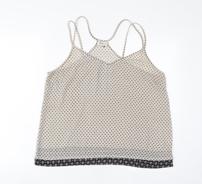 jeanwest Womens Beige Argyle/Diamond Polyester Basic Tank Size 16 V-Neck