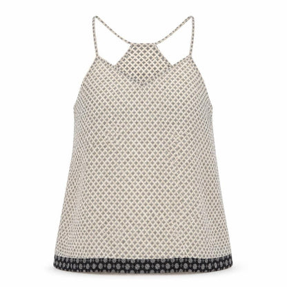 jeanwest Womens Beige Argyle/Diamond Polyester Basic Tank Size 16 V-Neck