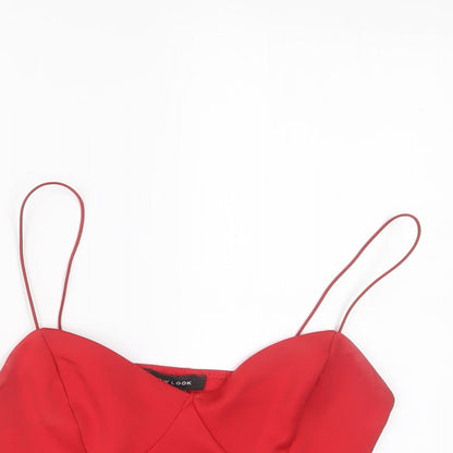 Womens UK Size 6 New Look Red Cropped Tank