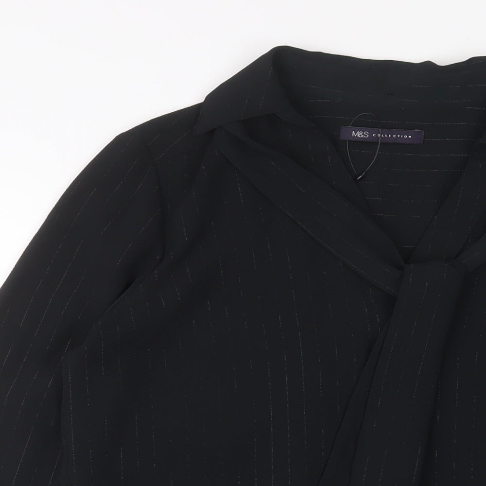 Womens UK Size 8 Marks and Spencer Black Basic Button-Up