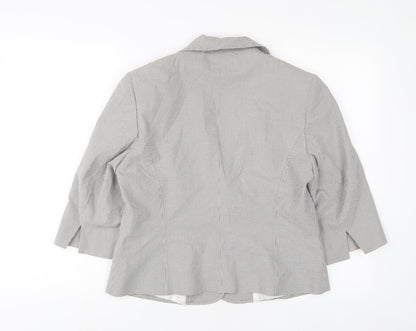 MinuET Womens Grey Plaid Jacket Blazer Size 14 Button