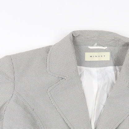 MinuET Womens Grey Plaid Jacket Blazer Size 14 Button