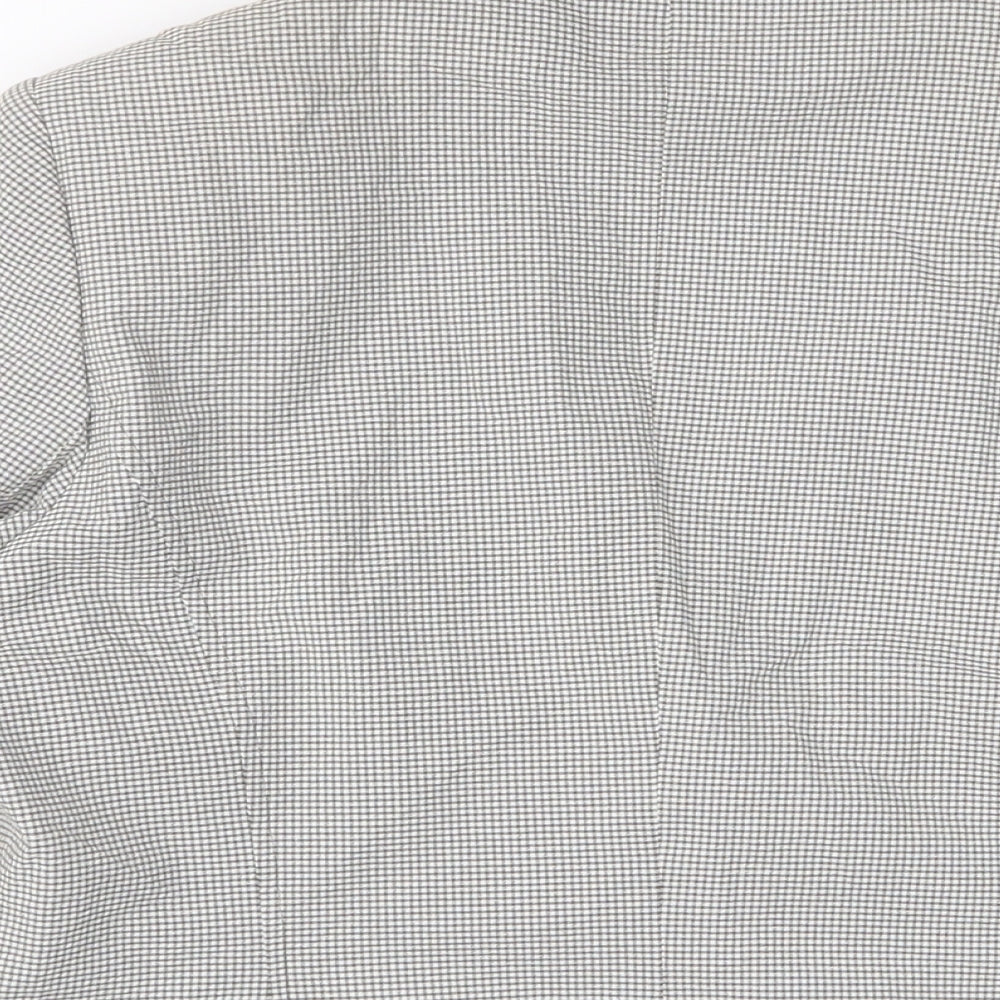 MinuET Womens Grey Plaid Jacket Blazer Size 14 Button