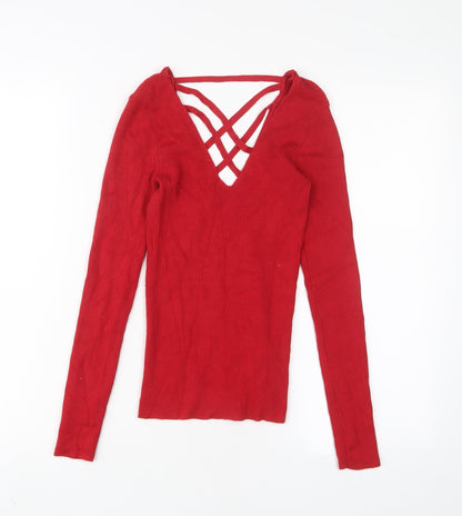 Womens UK Size 8 Miss Selfridge Red Pullover Jumper