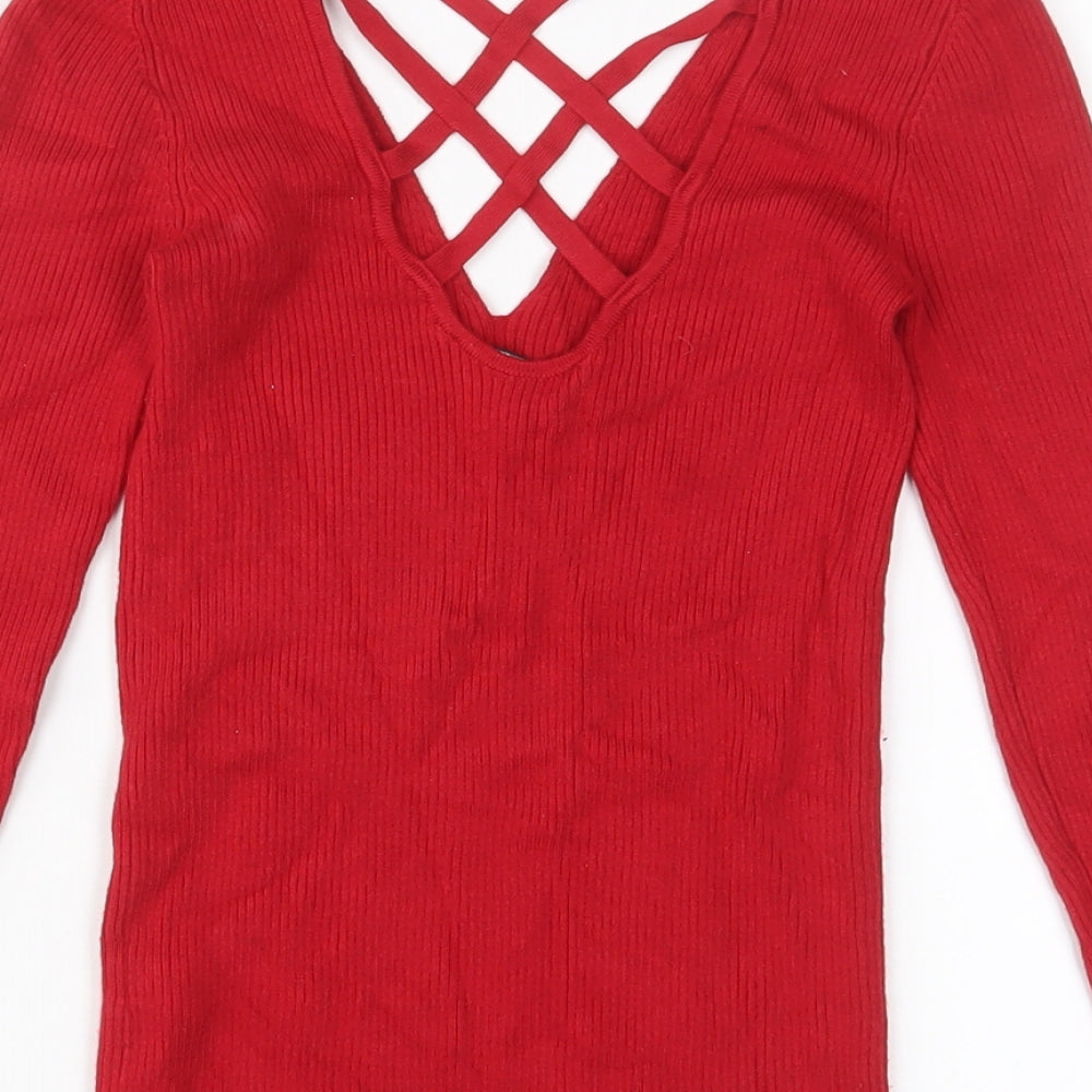 Womens UK Size 8 Miss Selfridge Red Pullover Jumper