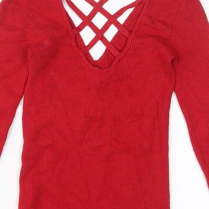 Womens UK Size 8 Miss Selfridge Red Pullover Jumper