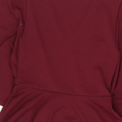 River Island Womens Red Polyester A-Line Size 10 V-Neck Pullover