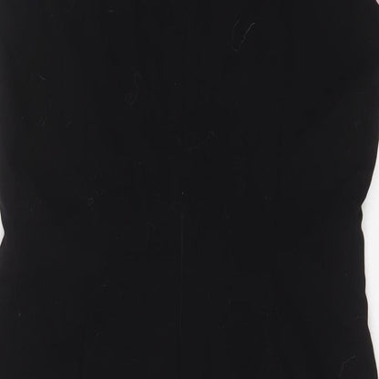 Ellen Tracy Womens Black Polyester Sheath Size 10 Square Neck Zip - Pleated