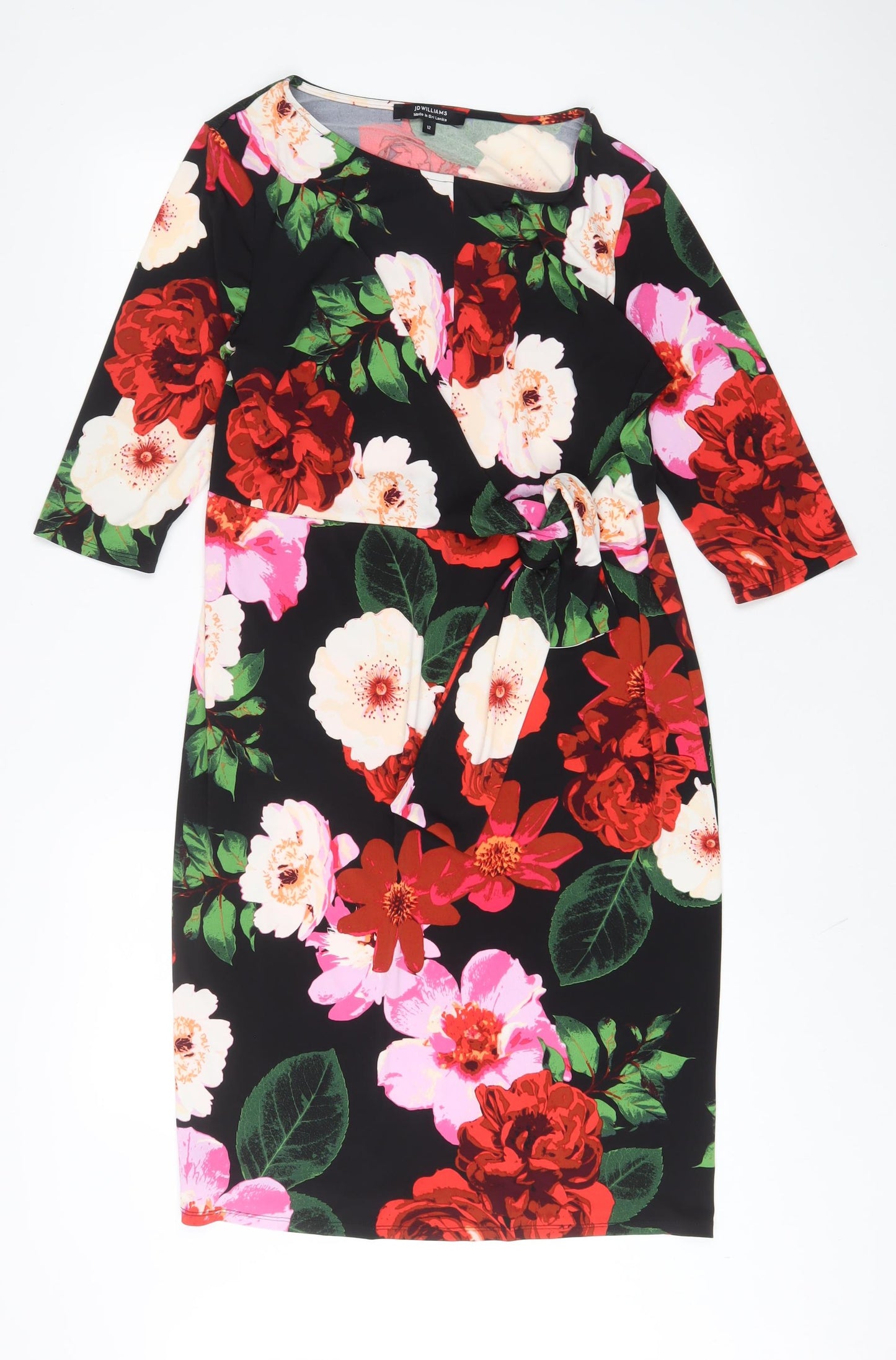 JD Williams Womens Multicoloured Floral Polyester A-Line Size 12 Boat Neck Pullover