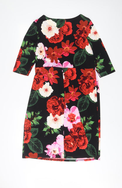 JD Williams Womens Multicoloured Floral Polyester A-Line Size 12 Boat Neck Pullover