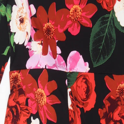 JD Williams Womens Multicoloured Floral Polyester A-Line Size 12 Boat Neck Pullover