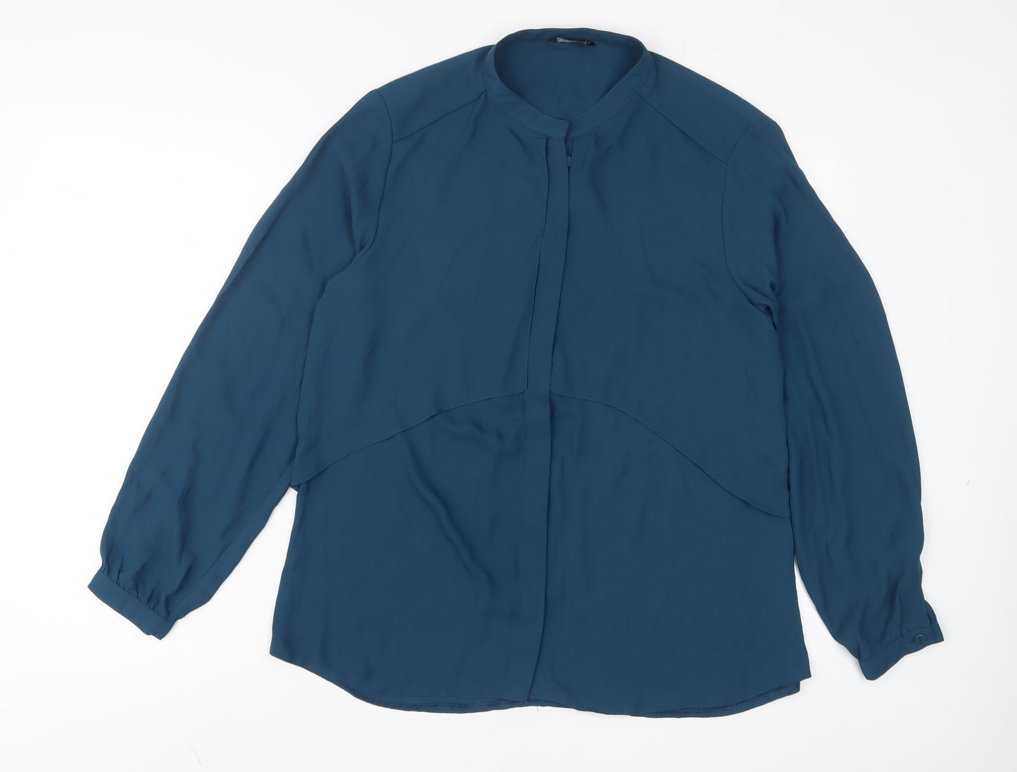 Womens UK Size 14 Select Blue Basic Button-Up