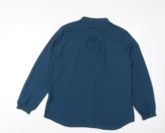 Womens UK Size 14 Select Blue Basic Button-Up
