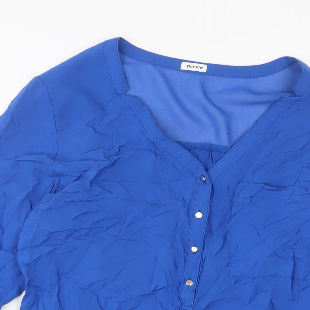 Womens UK Size S Pimkie Blue Basic Button-Up