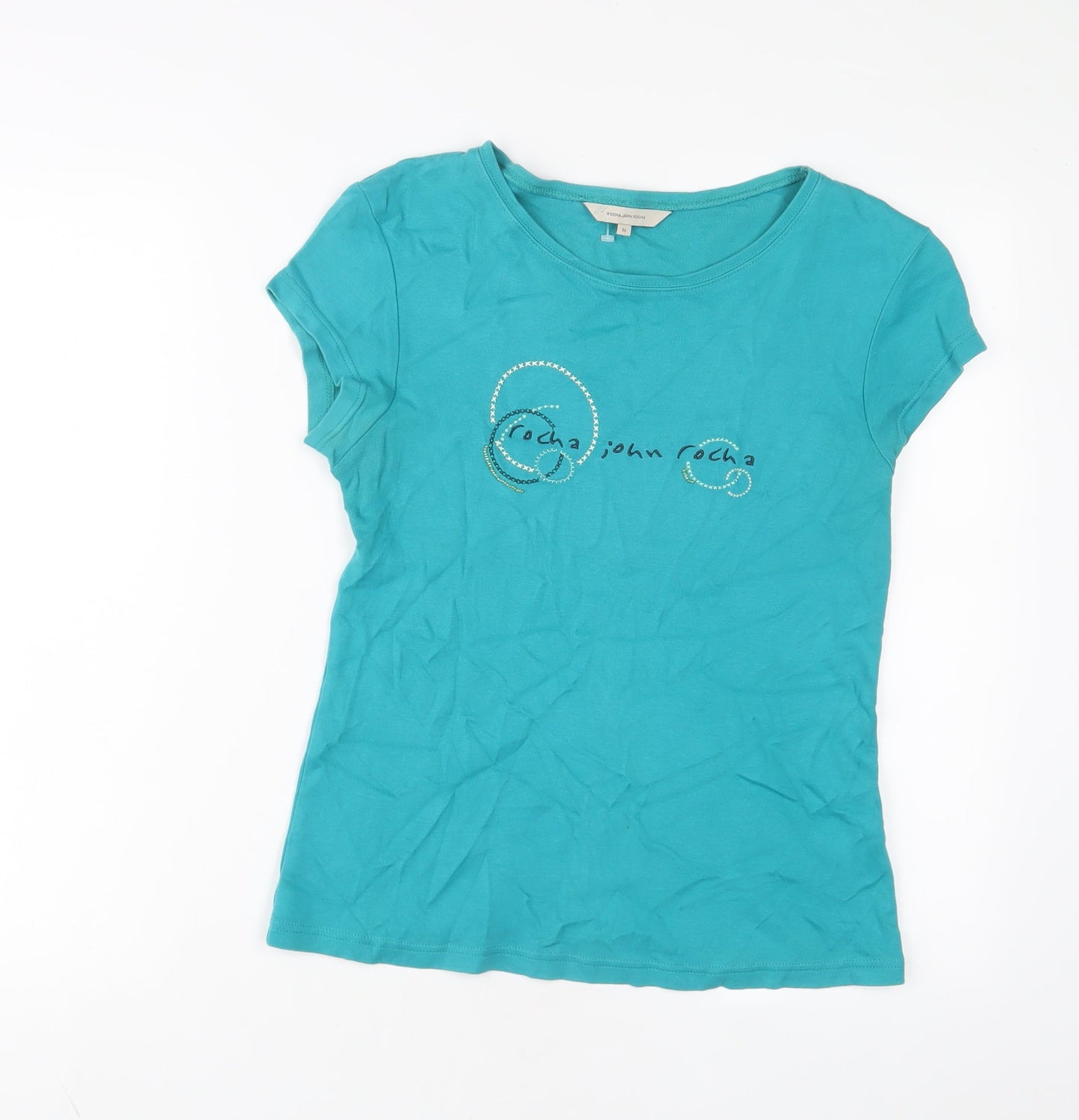 Womens UK Size 14 RJR.John Rocha Blue Basic T-Shirt