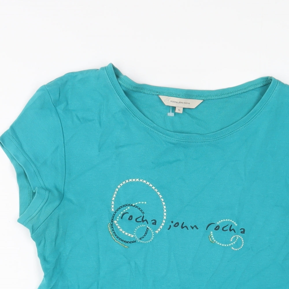 Womens UK Size 14 RJR.John Rocha Blue Basic T-Shirt